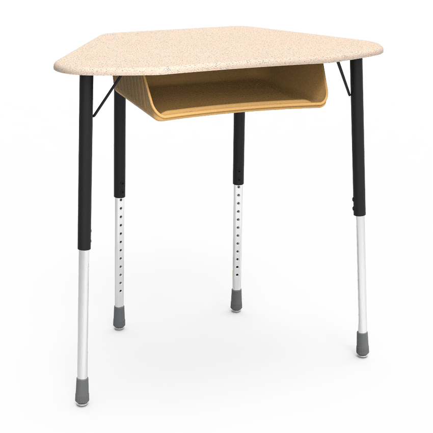 Virco ZUMA Series Hexagon Desk with Book Box 33"W x 21"D x 22"-34"H (DESK-ZHEXBOXM) - SchoolOutlet