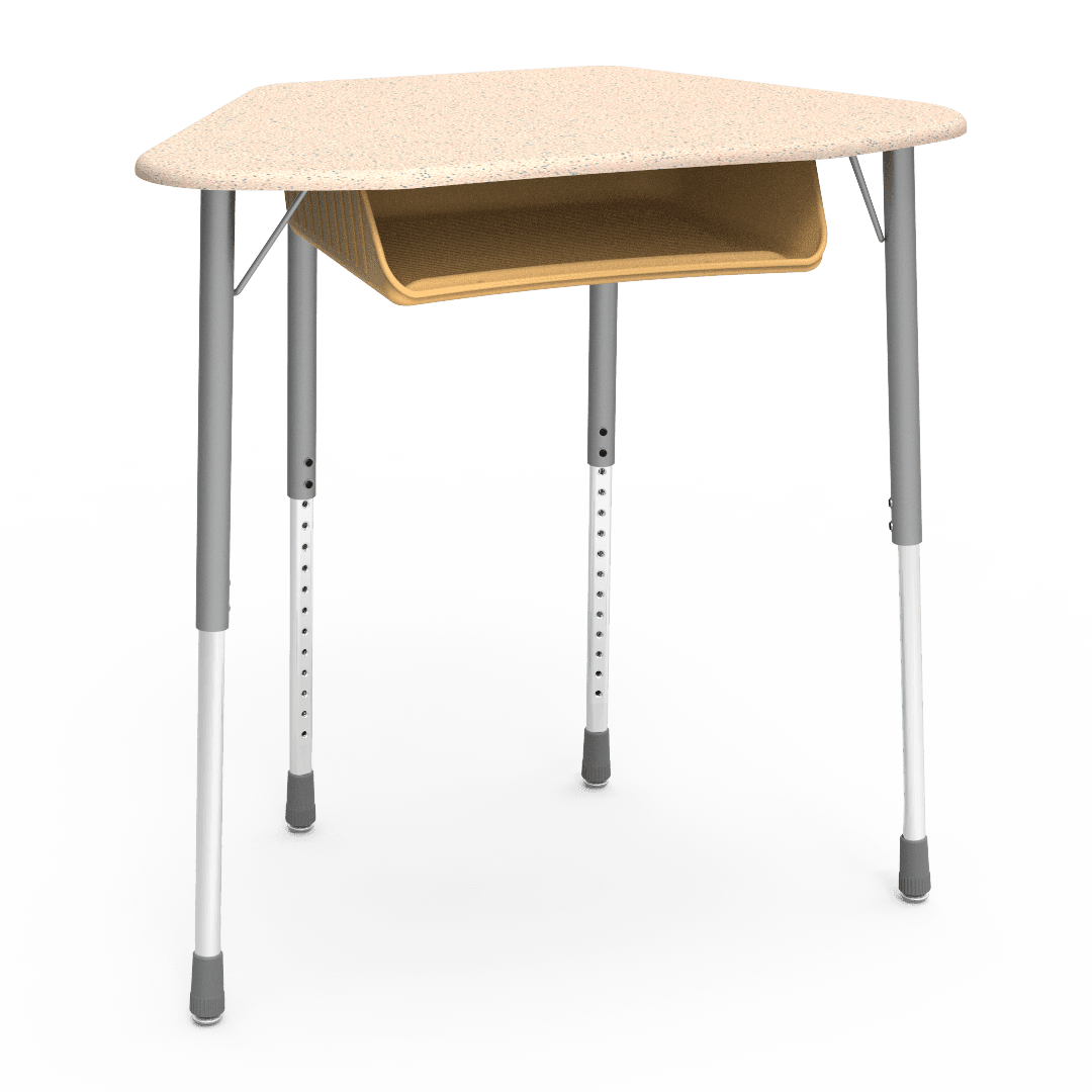 Virco ZUMA Series Hexagon Desk with Book Box 33"W x 21"D x 22"-34"H (DESK-ZHEXBOXM) - SchoolOutlet