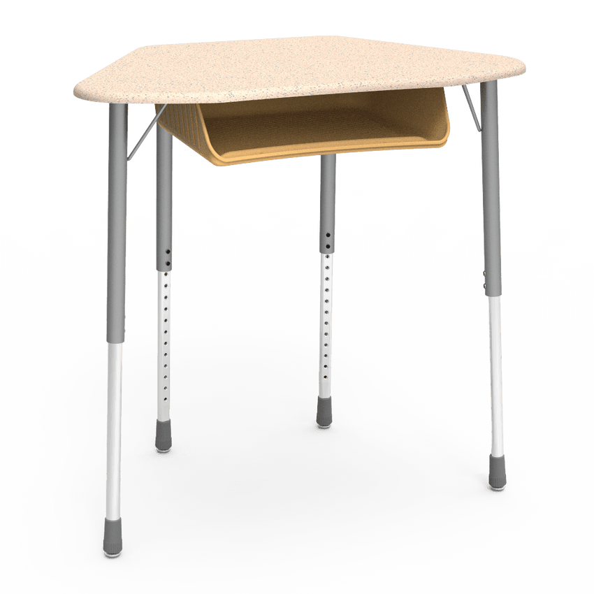 Virco ZUMA Series Hexagon Desk with Book Box 33"W x 21"D x 22"-34"H (DESK-ZHEXBOXM) - SchoolOutlet