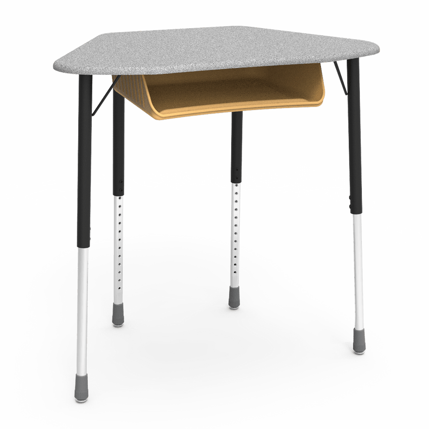 Virco ZUMA Series Hexagon Desk with Book Box 33"W x 21"D x 22"-34"H (DESK-ZHEXBOXM) - SchoolOutlet