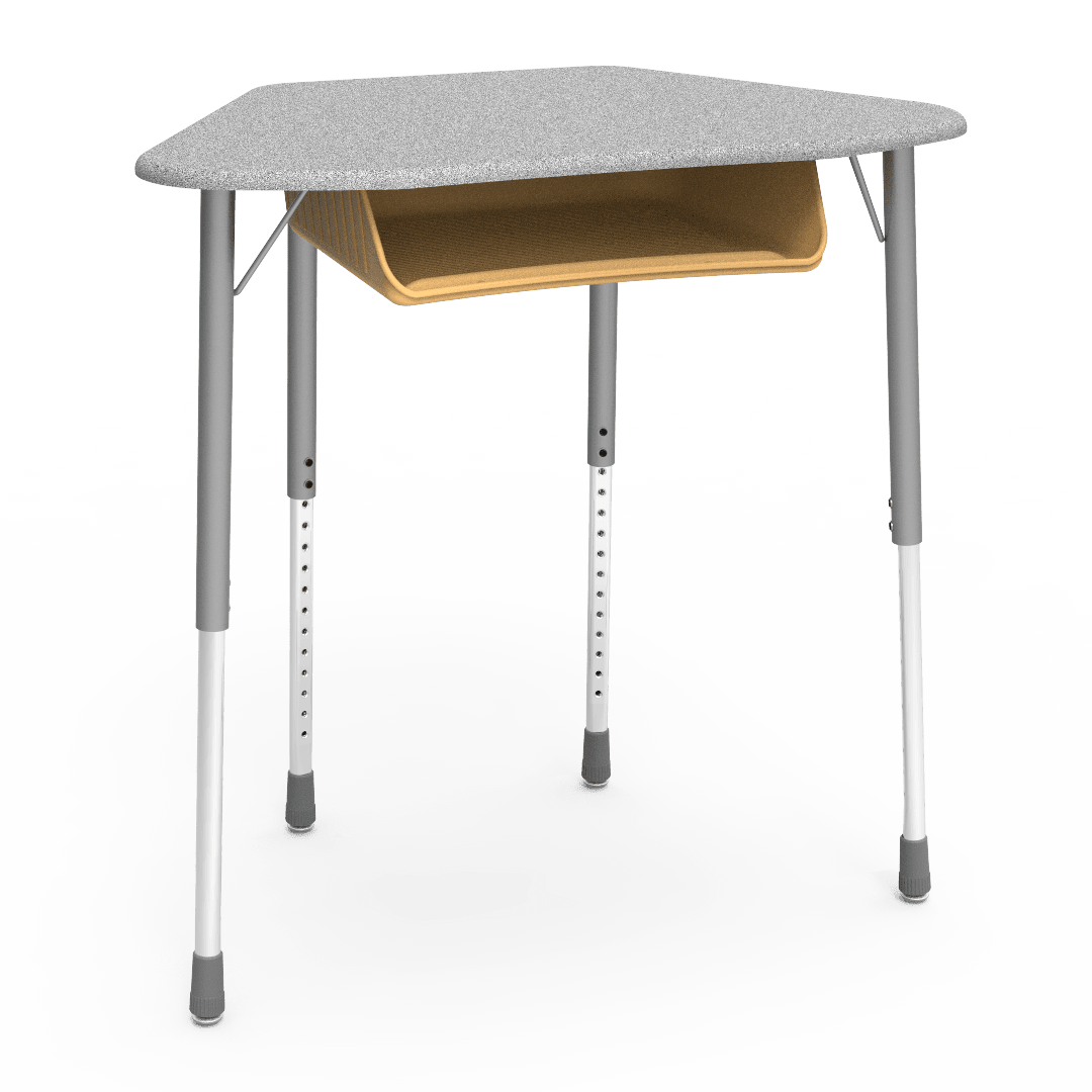 Virco ZUMA Series Hexagon Desk with Book Box 33"W x 21"D x 22"-34"H (DESK-ZHEXBOXM) - SchoolOutlet