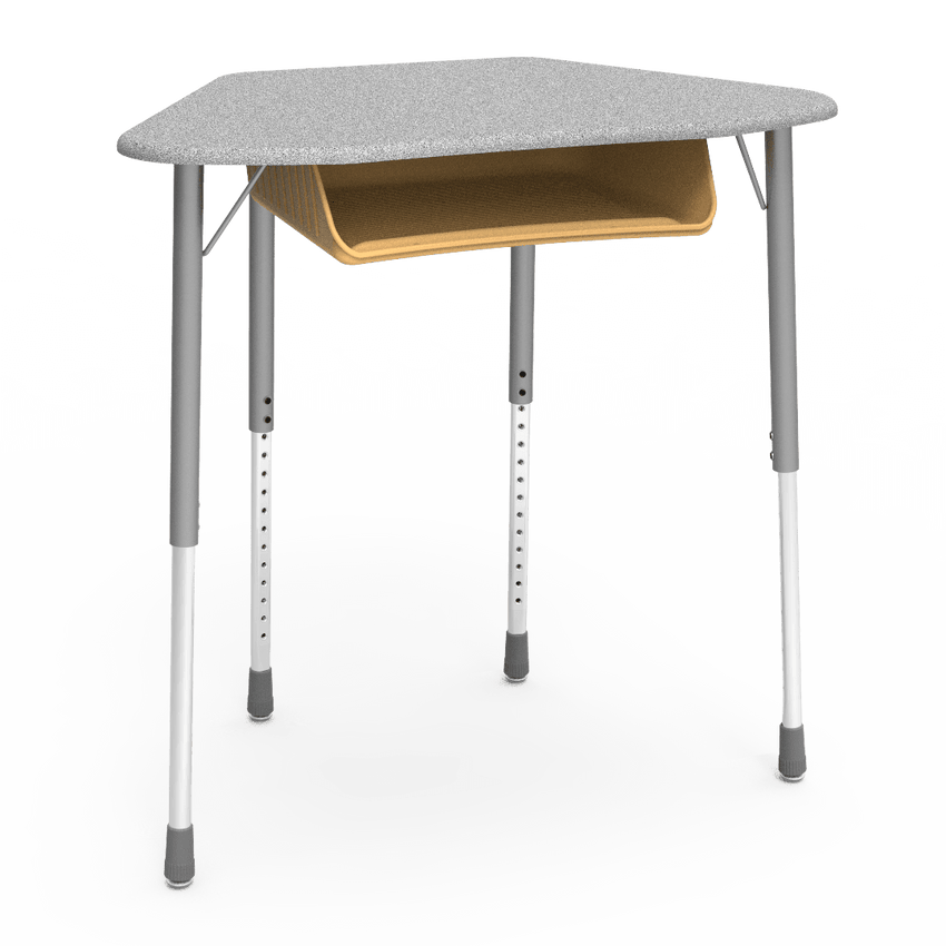 Virco ZUMA Series Hexagon Desk with Book Box 33"W x 21"D x 22"-34"H (DESK-ZHEXBOXM) - SchoolOutlet