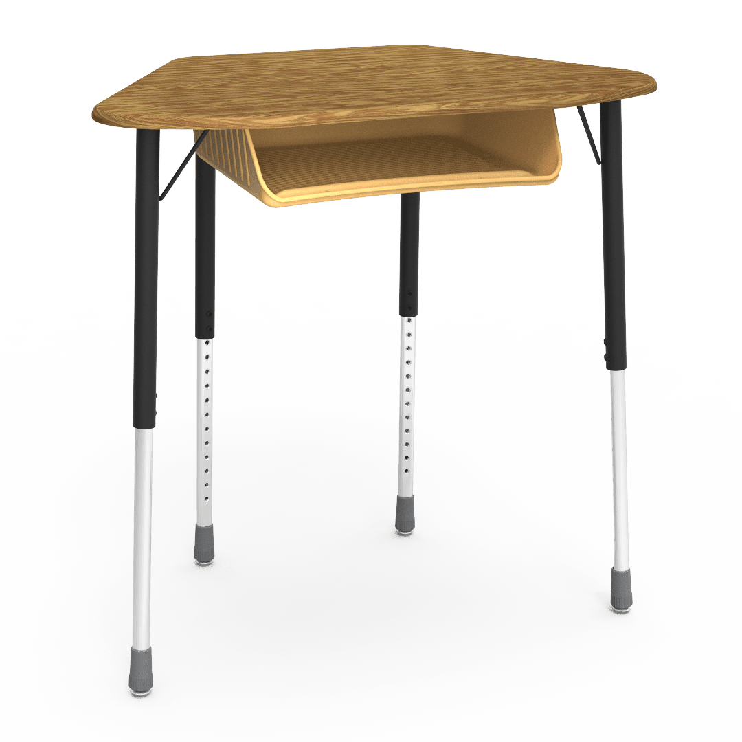 Virco ZUMA Series Hexagon Desk with Book Box 33"W x 21"D x 22"-34"H (DESK-ZHEXBOXM) - SchoolOutlet