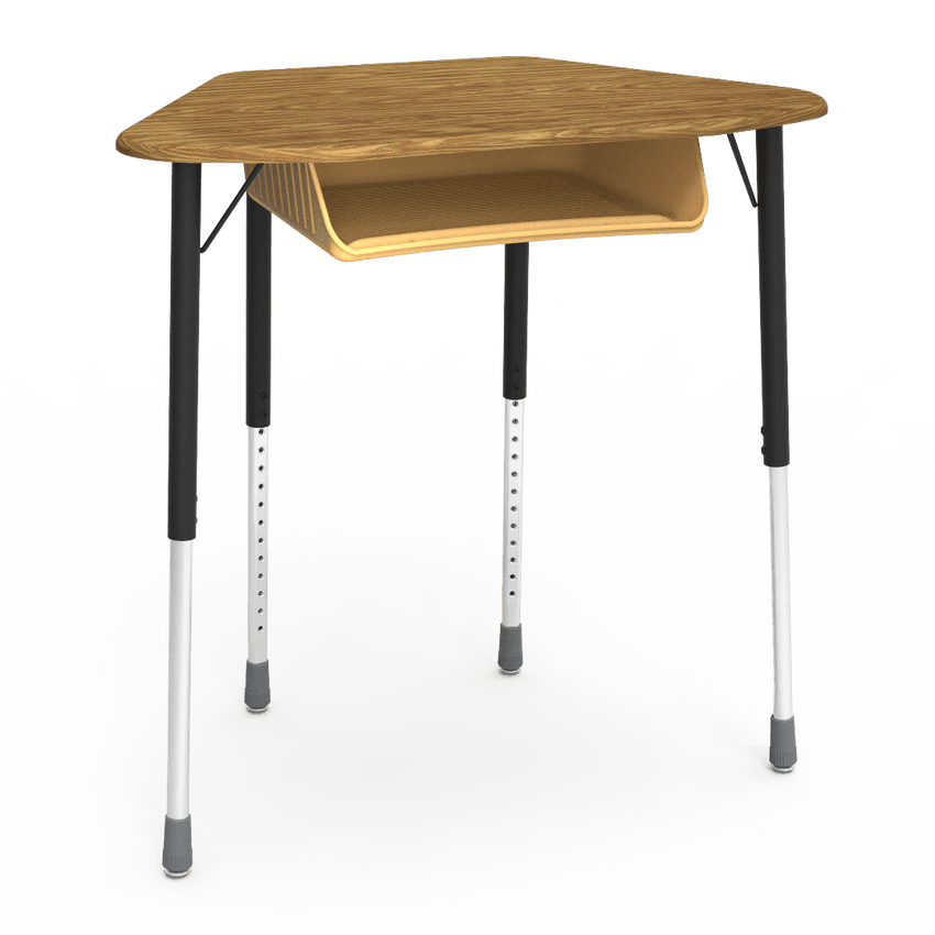 Virco ZUMA Series Hexagon Desk with Book Box 33"W x 21"D x 22"-34"H (DESK-ZHEXBOXM) - SchoolOutlet