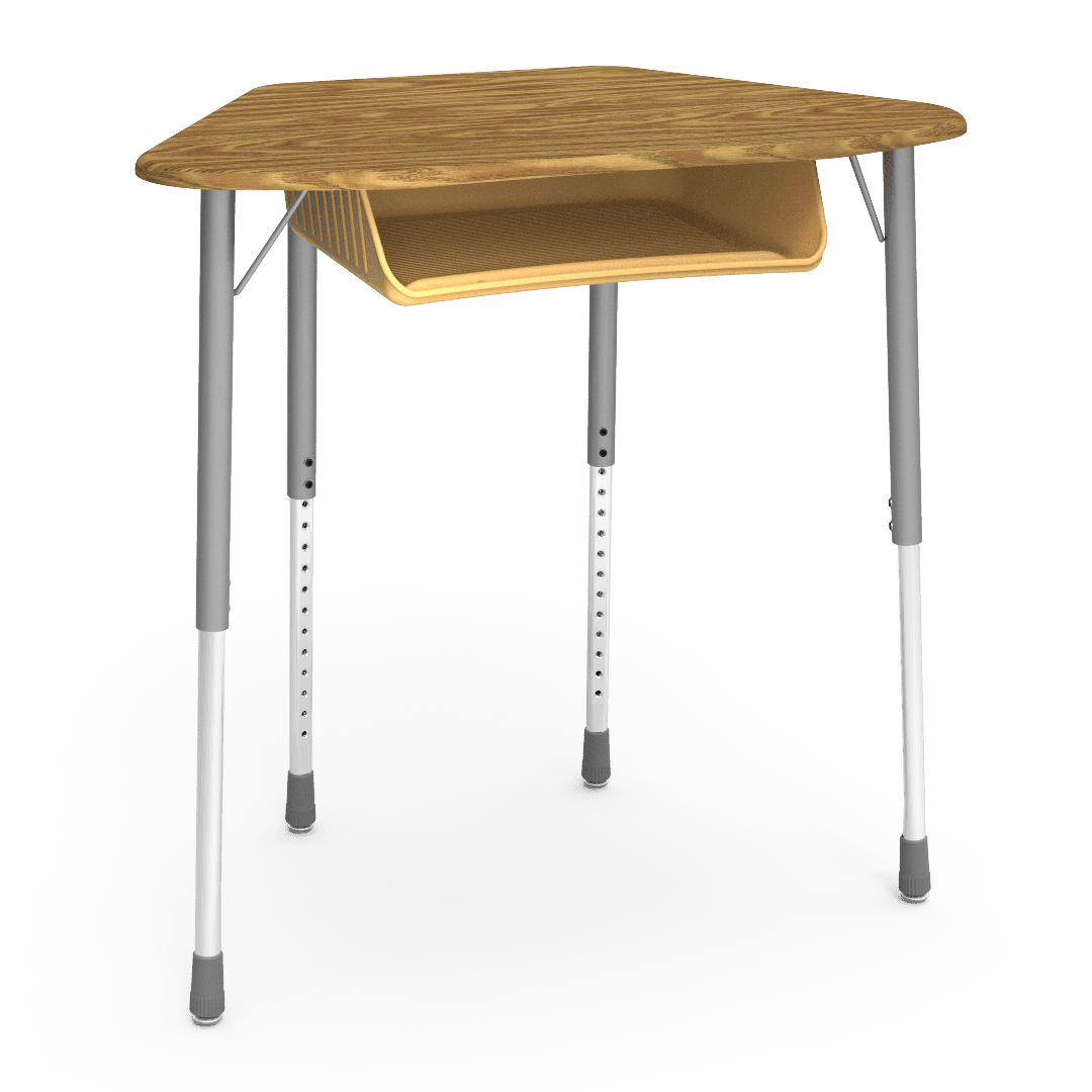 Virco ZUMA Series Hexagon Desk with Book Box 33"W x 21"D x 22"-34"H (DESK-ZHEXBOXM) - SchoolOutlet