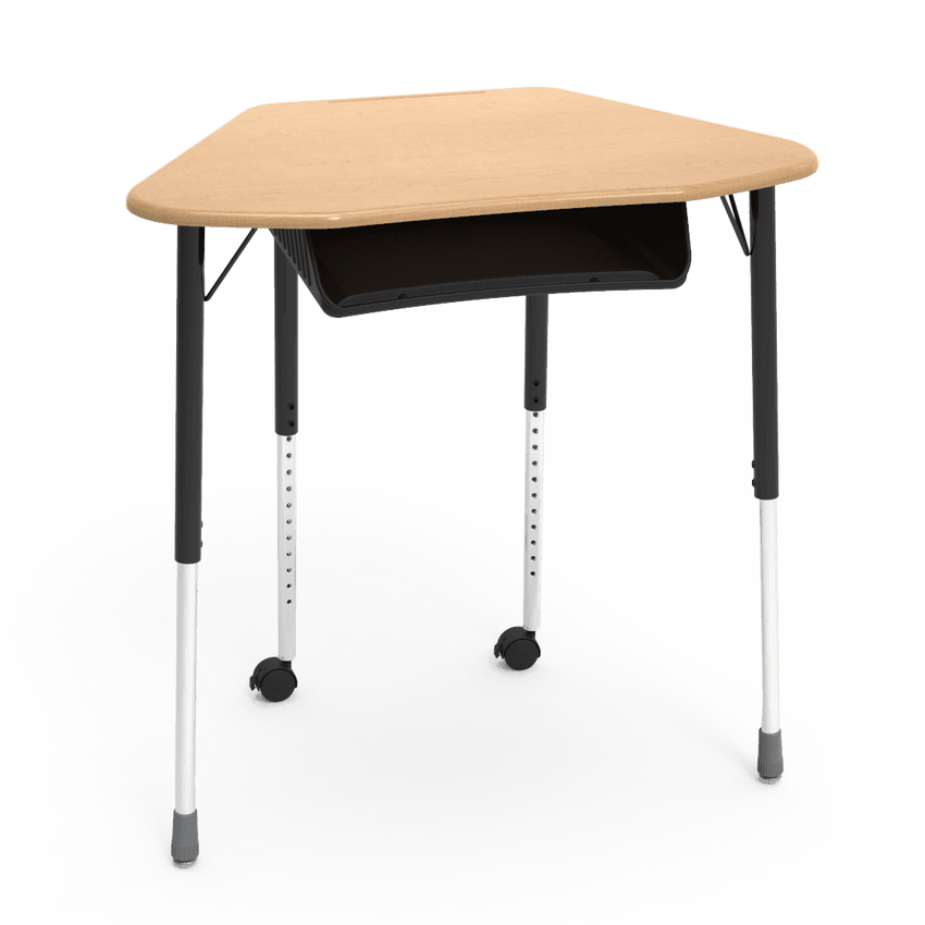 Virco ZUMA Series Hexagon Desk with Book Box Include Casters 33"W x 21"D x 22"-34"H (DESK-ZHEXBOXMC2) - SchoolOutlet