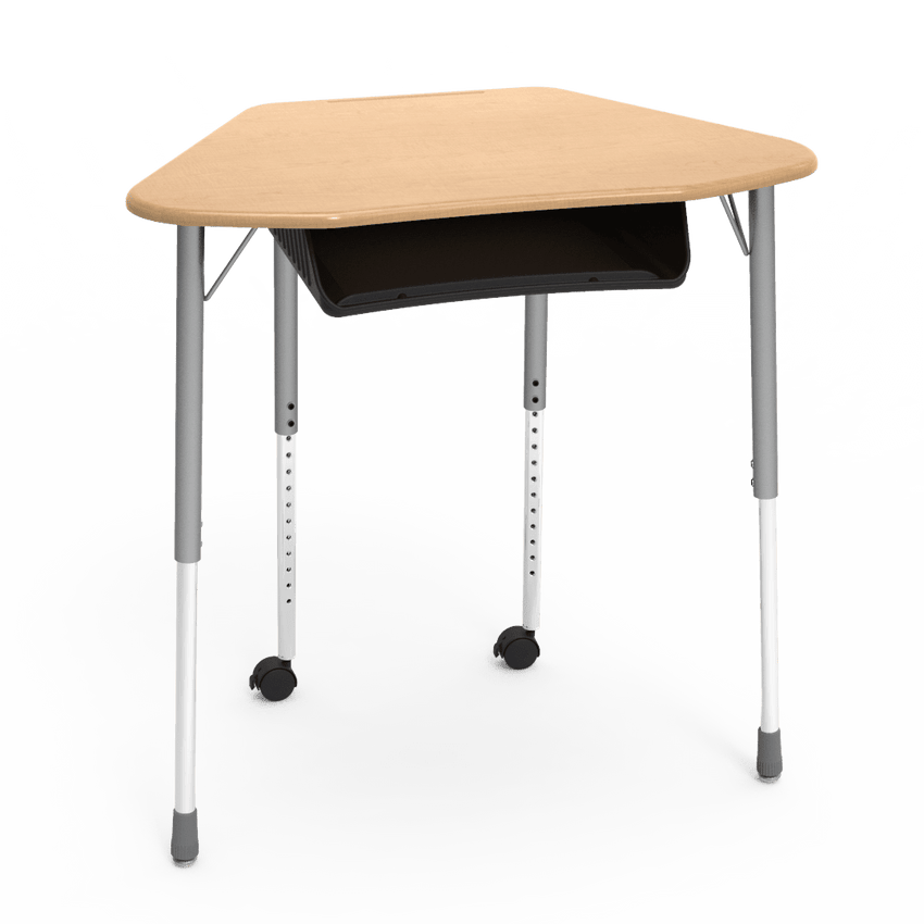 Virco ZUMA Series Hexagon Desk with Book Box Include Casters 33"W x 21"D x 22"-34"H (DESK-ZHEXBOXMC2) - SchoolOutlet