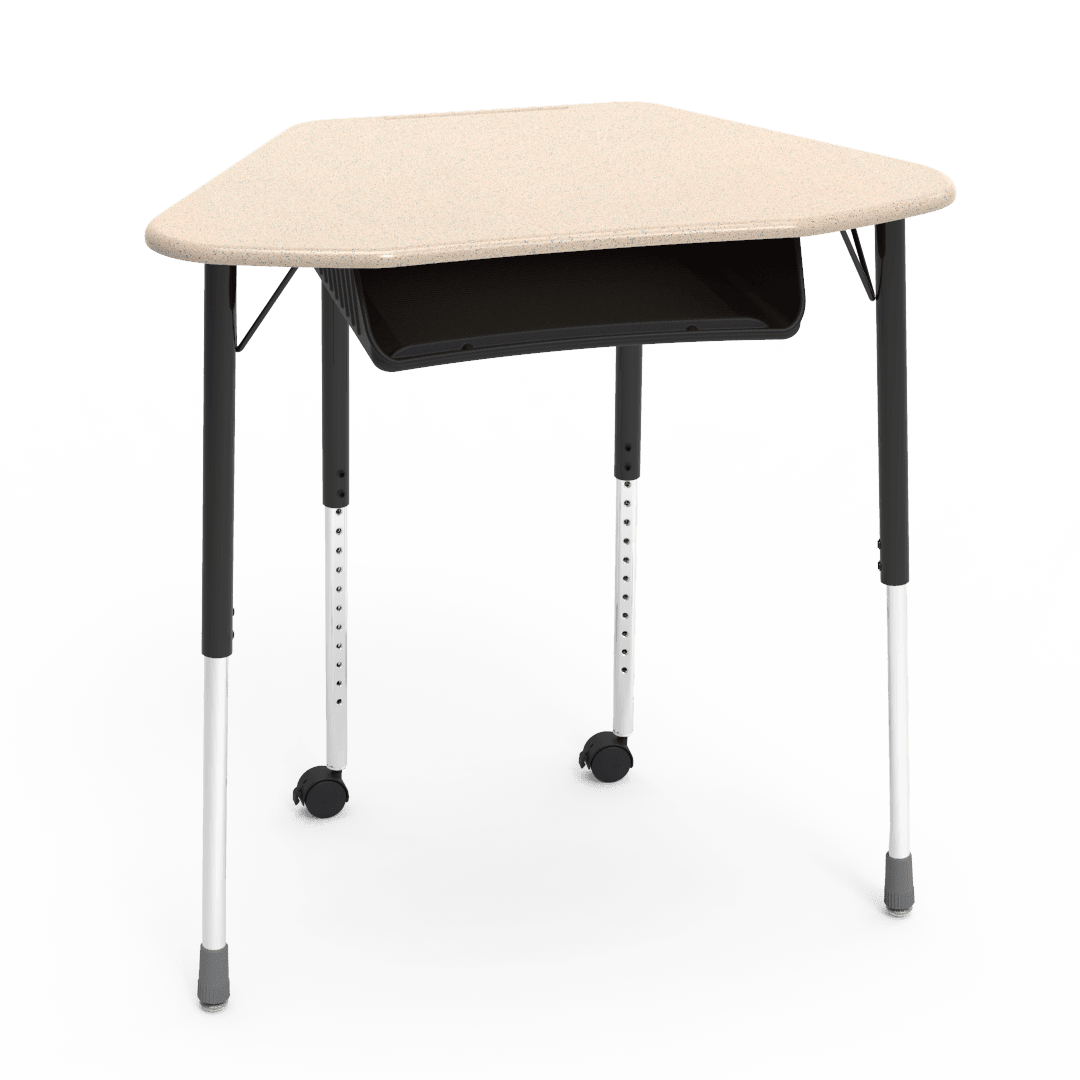 Virco ZUMA Series Hexagon Desk with Book Box Include Casters 33"W x 21"D x 22"-34"H (DESK-ZHEXBOXMC2) - SchoolOutlet
