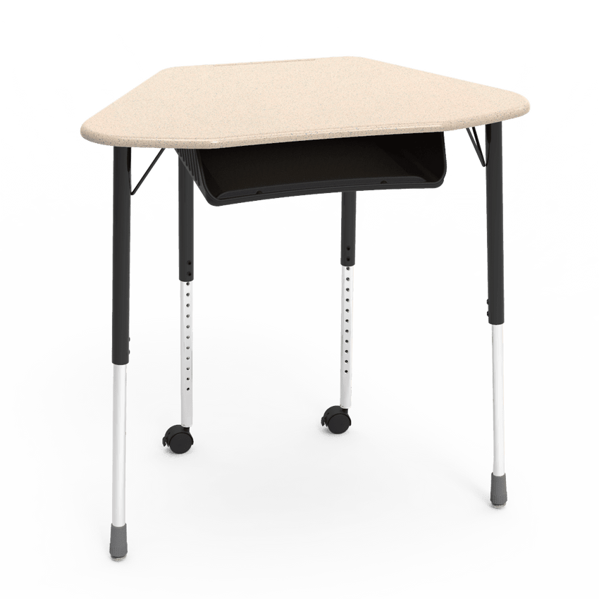 Virco ZUMA Series Hexagon Desk with Book Box Include Casters 33"W x 21"D x 22"-34"H (DESK-ZHEXBOXMC2) - SchoolOutlet