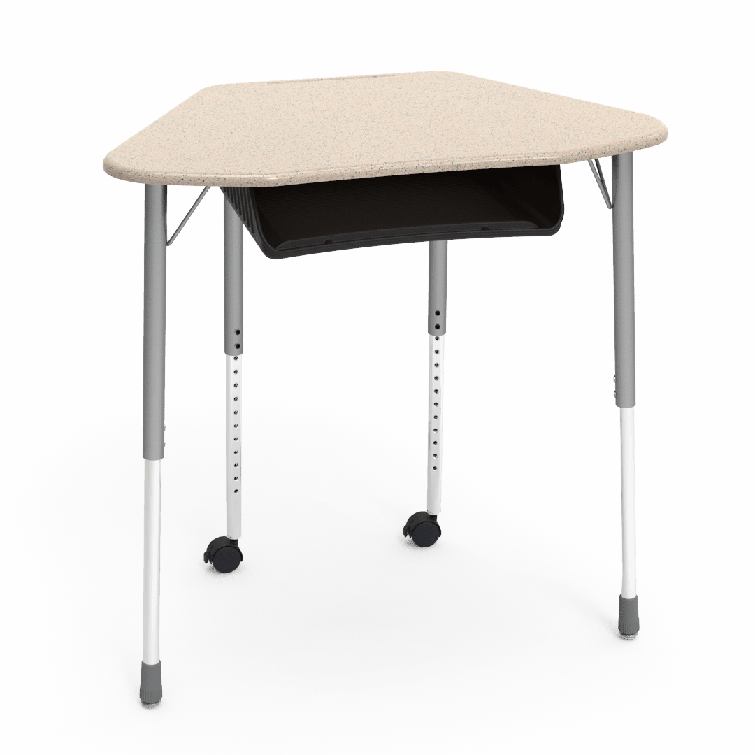 Virco ZUMA Series Hexagon Desk with Book Box Include Casters 33"W x 21"D x 22"-34"H (DESK-ZHEXBOXMC2) - SchoolOutlet