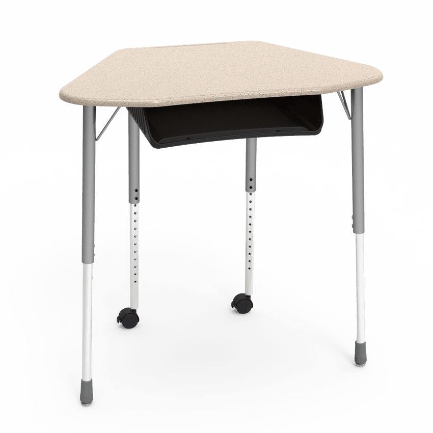 Virco ZUMA Series Hexagon Desk with Book Box Include Casters 33"W x 21"D x 22"-34"H (DESK-ZHEXBOXMC2) - SchoolOutlet