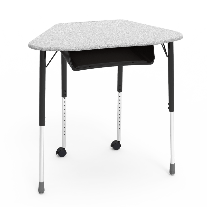 Virco ZUMA Series Hexagon Desk with Book Box Include Casters 33"W x 21"D x 22"-34"H (DESK-ZHEXBOXMC2) - SchoolOutlet