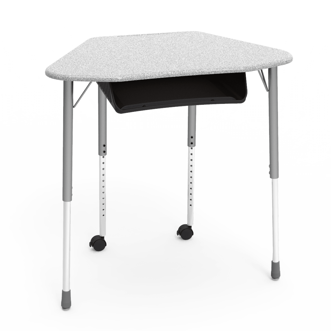Virco ZUMA Series Hexagon Desk with Book Box Include Casters 33"W x 21"D x 22"-34"H (DESK-ZHEXBOXMC2) - SchoolOutlet
