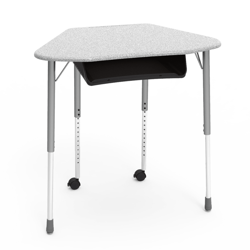 Virco ZUMA Series Hexagon Desk with Book Box Include Casters 33"W x 21"D x 22"-34"H (DESK-ZHEXBOXMC2) - SchoolOutlet