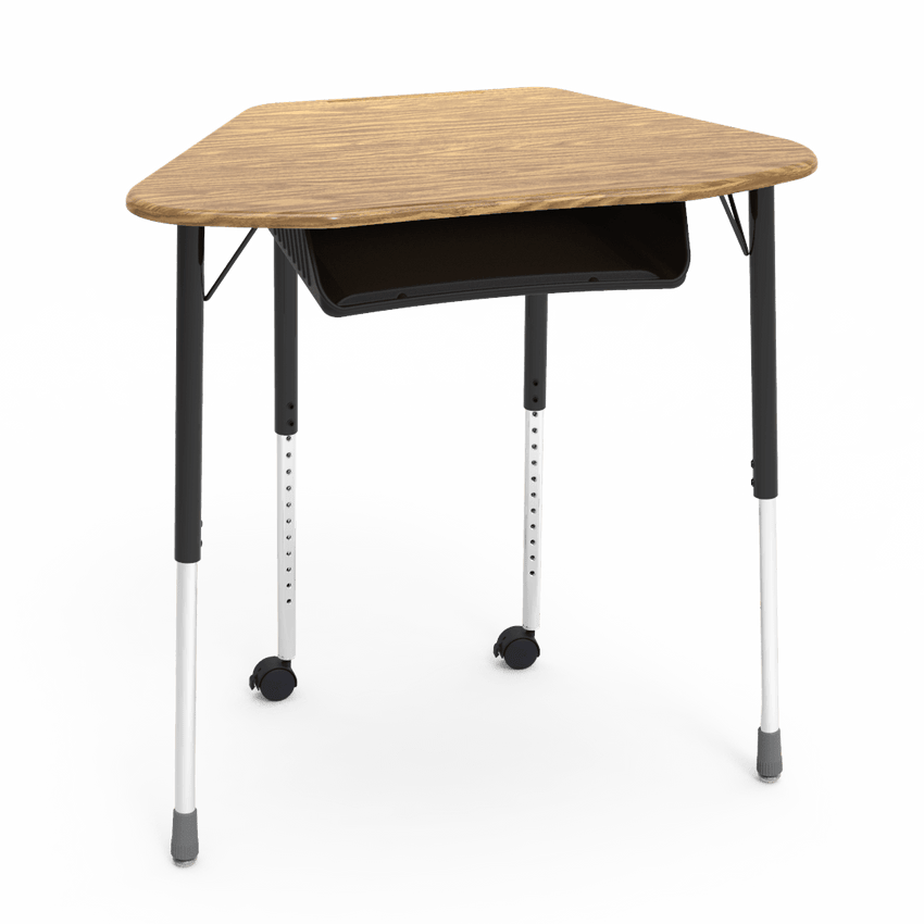 Virco ZUMA Series Hexagon Desk with Book Box Include Casters 33"W x 21"D x 22"-34"H (DESK-ZHEXBOXMC2) - SchoolOutlet