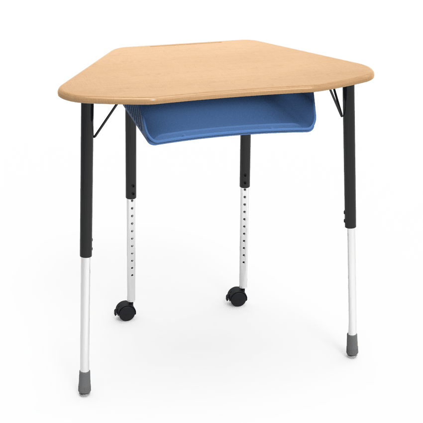 Virco ZUMA Series Hexagon Desk with Book Box Include Casters 33"W x 21"D x 22"-34"H (DESK-ZHEXBOXMC2) - SchoolOutlet
