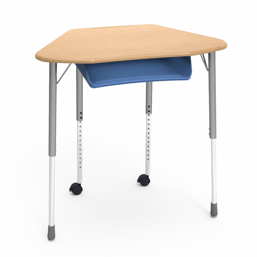 Virco ZUMA Series Hexagon Desk with Book Box Include Casters 33"W x 21"D x 22"-34"H (DESK-ZHEXBOXMC2) - SchoolOutlet