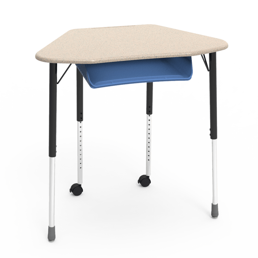 Virco ZUMA Series Hexagon Desk with Book Box Include Casters 33"W x 21"D x 22"-34"H (DESK-ZHEXBOXMC2) - SchoolOutlet
