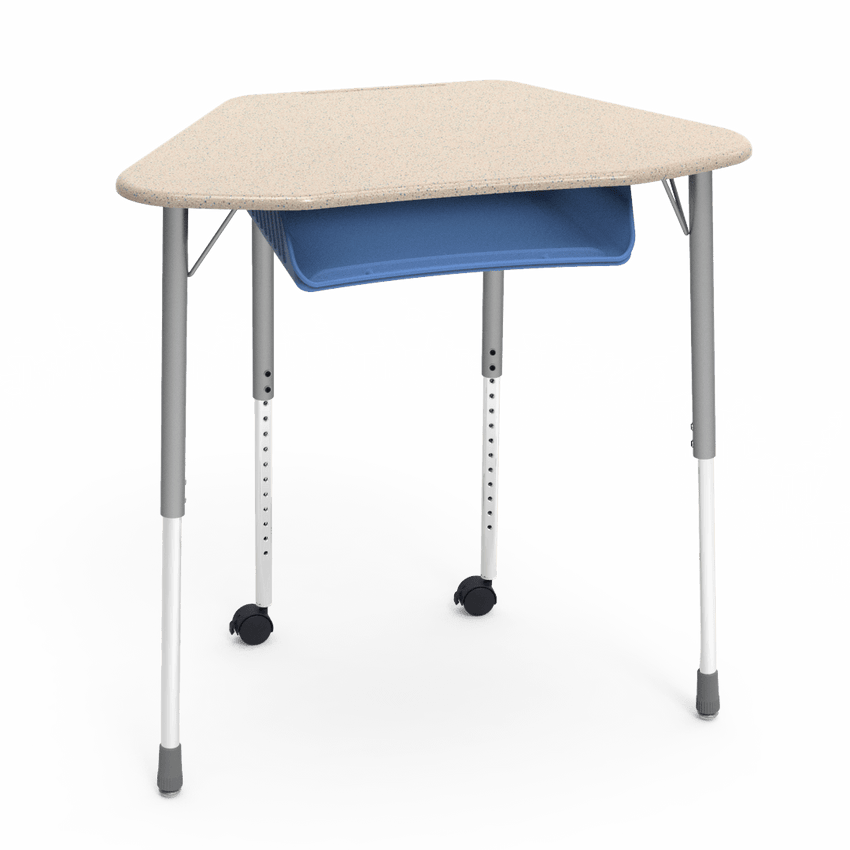 Virco ZUMA Series Hexagon Desk with Book Box Include Casters 33"W x 21"D x 22"-34"H (DESK-ZHEXBOXMC2) - SchoolOutlet
