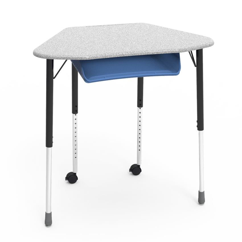 Virco ZUMA Series Hexagon Desk with Book Box Include Casters 33"W x 21"D x 22"-34"H (DESK-ZHEXBOXMC2) - SchoolOutlet