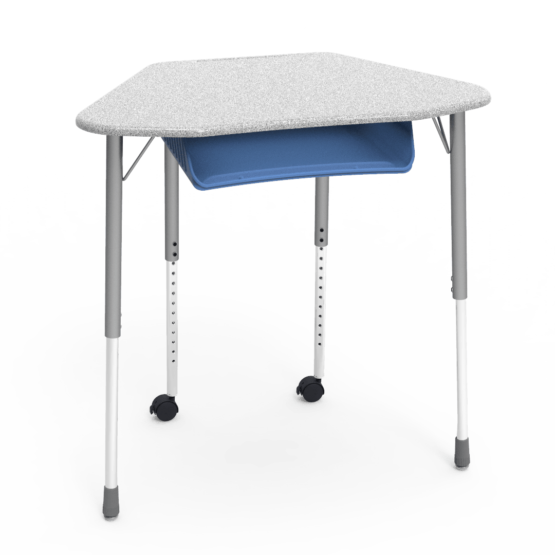 Virco ZUMA Series Hexagon Desk with Book Box Include Casters 33"W x 21"D x 22"-34"H (DESK-ZHEXBOXMC2) - SchoolOutlet