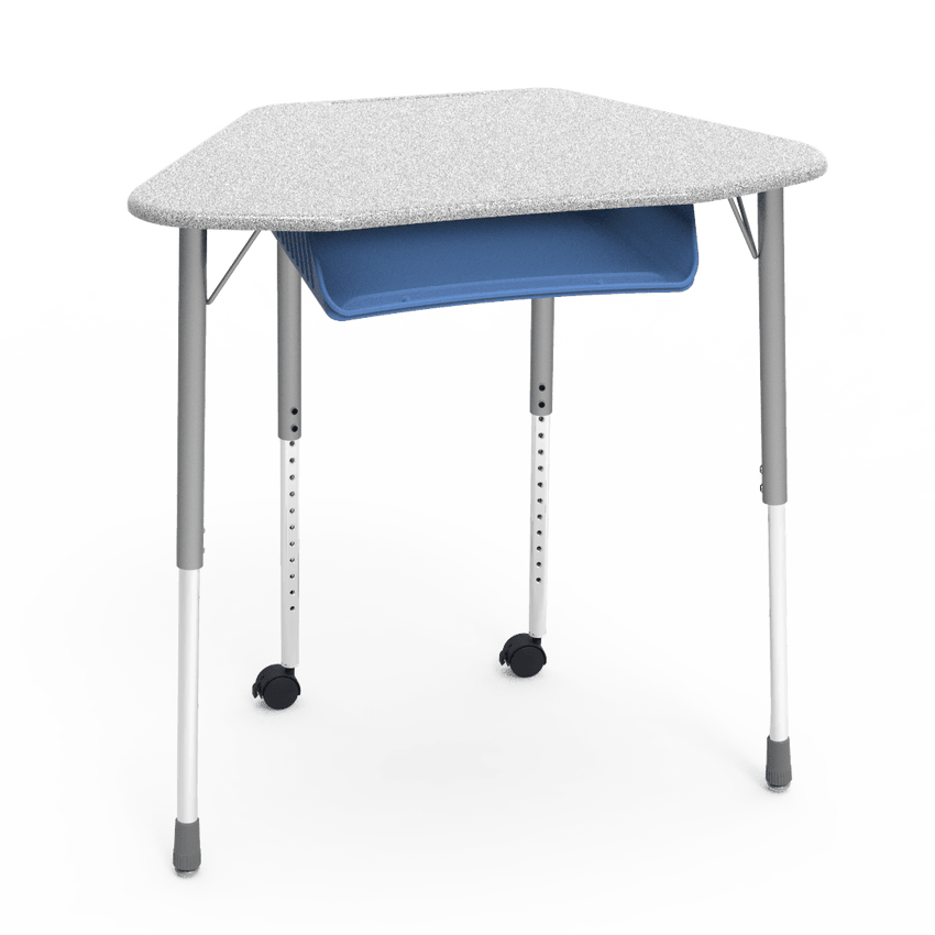 Virco ZUMA Series Hexagon Desk with Book Box Include Casters 33"W x 21"D x 22"-34"H (DESK-ZHEXBOXMC2) - SchoolOutlet