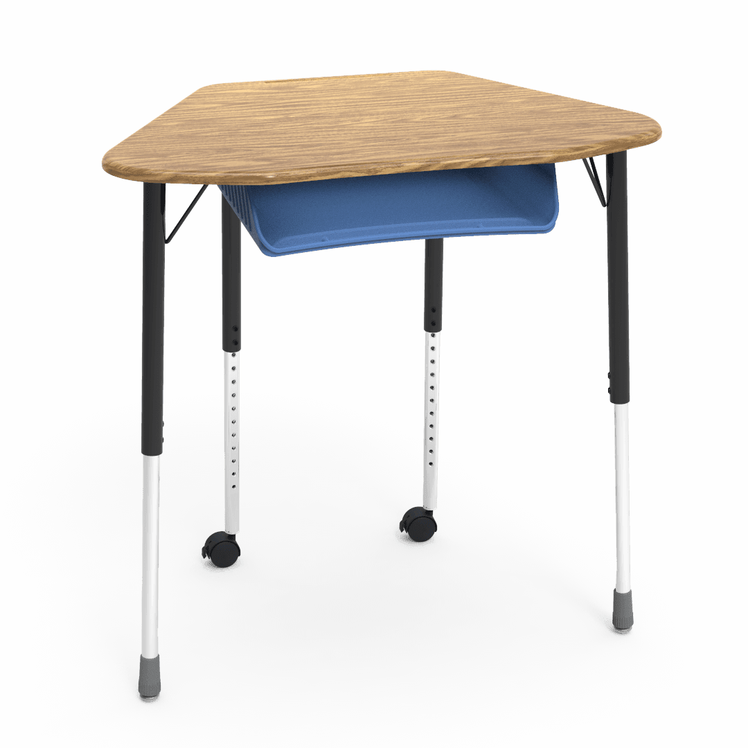 Virco ZUMA Series Hexagon Desk with Book Box Include Casters 33"W x 21"D x 22"-34"H (DESK-ZHEXBOXMC2) - SchoolOutlet