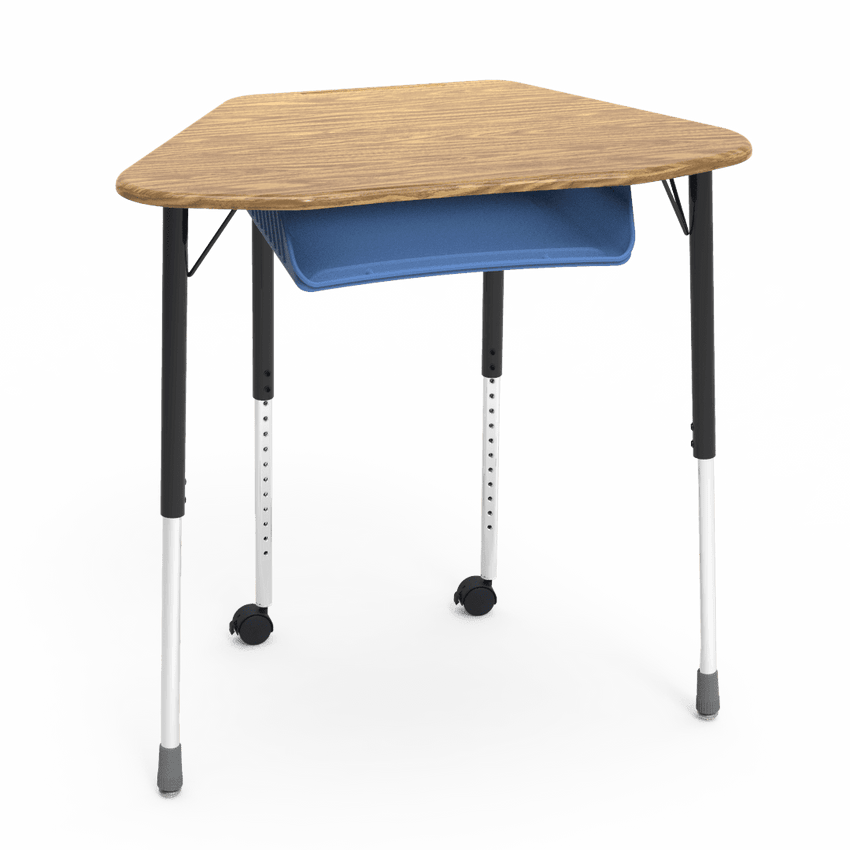 Virco ZUMA Series Hexagon Desk with Book Box Include Casters 33"W x 21"D x 22"-34"H (DESK-ZHEXBOXMC2) - SchoolOutlet
