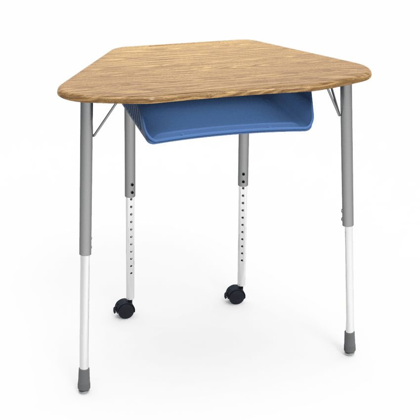 Virco ZUMA Series Hexagon Desk with Book Box Include Casters 33"W x 21"D x 22"-34"H (DESK-ZHEXBOXMC2) - SchoolOutlet