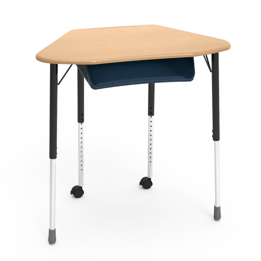 Virco ZUMA Series Hexagon Desk with Book Box Include Casters 33"W x 21"D x 22"-34"H (DESK-ZHEXBOXMC2) - SchoolOutlet