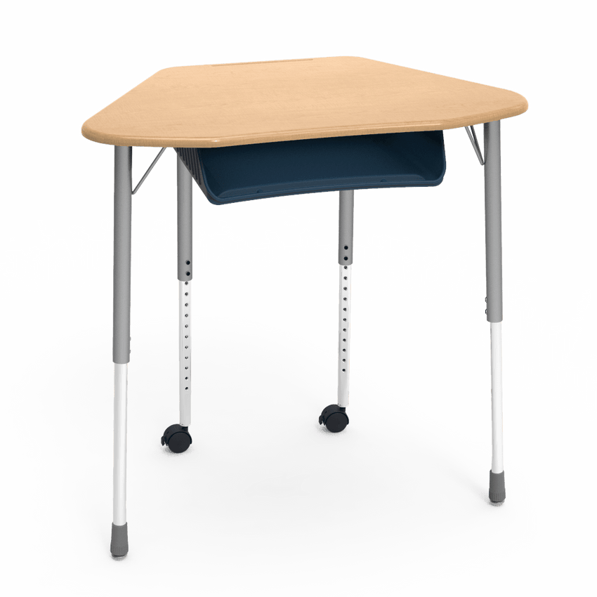 Virco ZUMA Series Hexagon Desk with Book Box Include Casters 33"W x 21"D x 22"-34"H (DESK-ZHEXBOXMC2) - SchoolOutlet