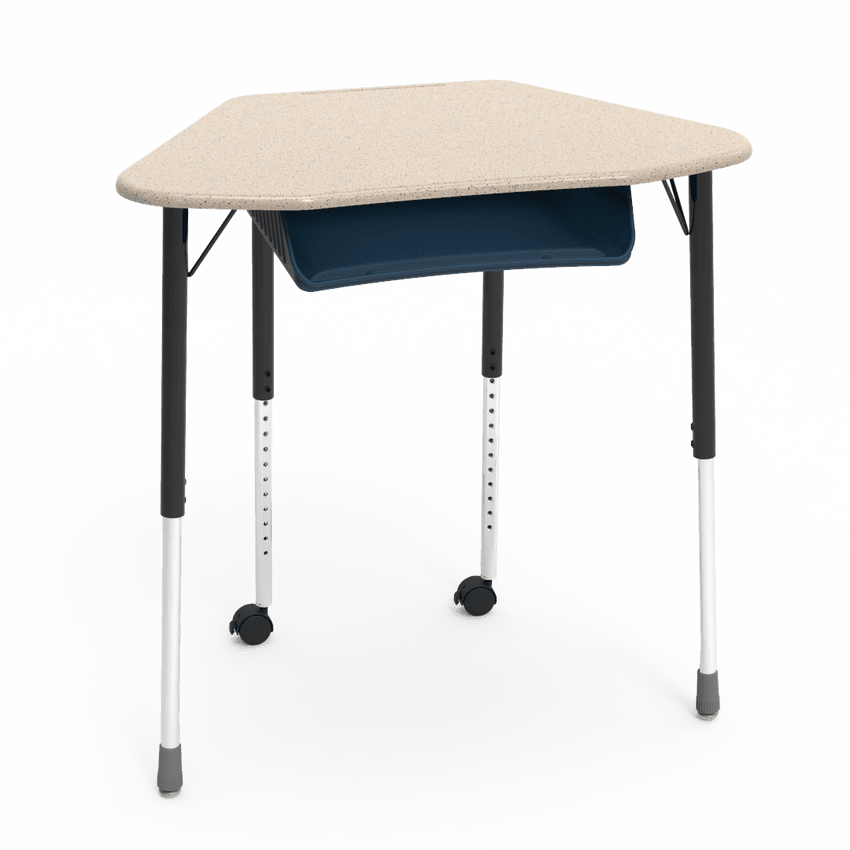 Virco ZUMA Series Hexagon Desk with Book Box Include Casters 33"W x 21"D x 22"-34"H (DESK-ZHEXBOXMC2) - SchoolOutlet