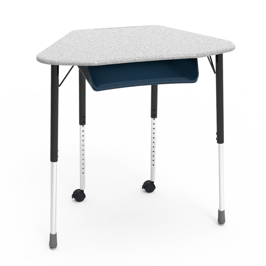 Virco ZUMA Series Hexagon Desk with Book Box Include Casters 33"W x 21"D x 22"-34"H (DESK-ZHEXBOXMC2) - SchoolOutlet