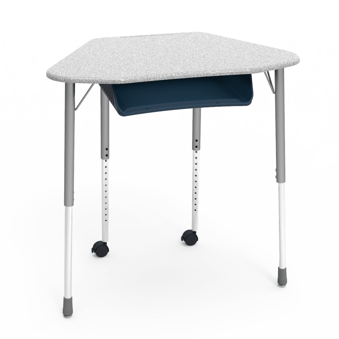 Virco ZUMA Series Hexagon Desk with Book Box Include Casters 33"W x 21"D x 22"-34"H (DESK-ZHEXBOXMC2) - SchoolOutlet