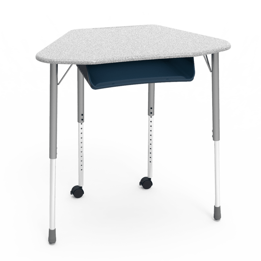 Virco ZUMA Series Hexagon Desk with Book Box Include Casters 33"W x 21"D x 22"-34"H (DESK-ZHEXBOXMC2) - SchoolOutlet