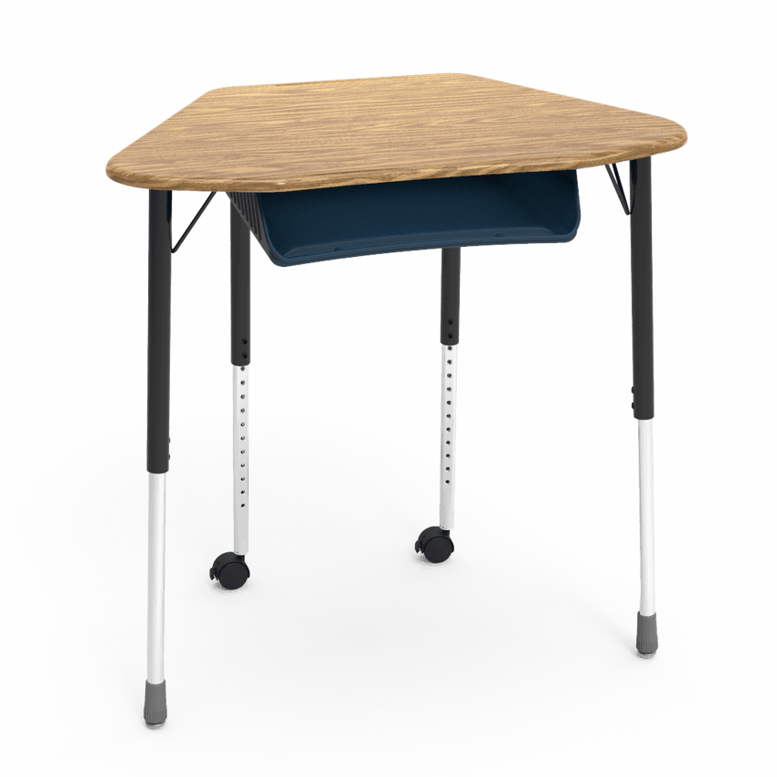 Virco ZUMA Series Hexagon Desk with Book Box Include Casters 33"W x 21"D x 22"-34"H (DESK-ZHEXBOXMC2) - SchoolOutlet