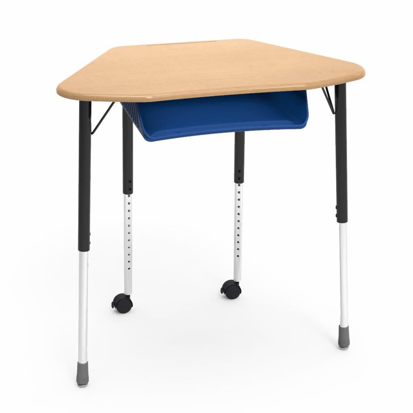 Virco ZUMA Series Hexagon Desk with Book Box Include Casters 33"W x 21"D x 22"-34"H (DESK-ZHEXBOXMC2) - SchoolOutlet
