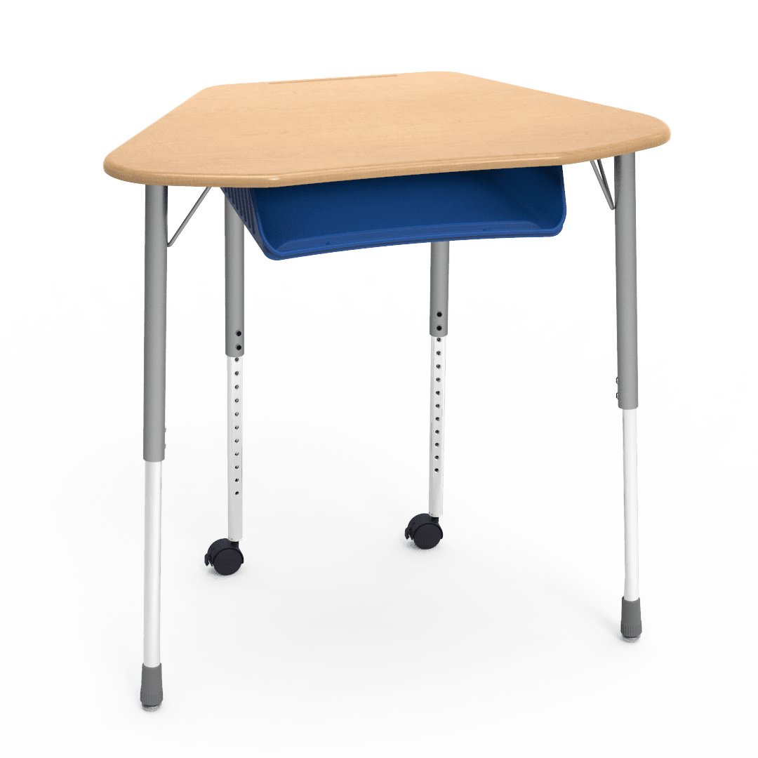 Virco ZUMA Series Hexagon Desk with Book Box Include Casters 33"W x 21"D x 22"-34"H (DESK-ZHEXBOXMC2) - SchoolOutlet