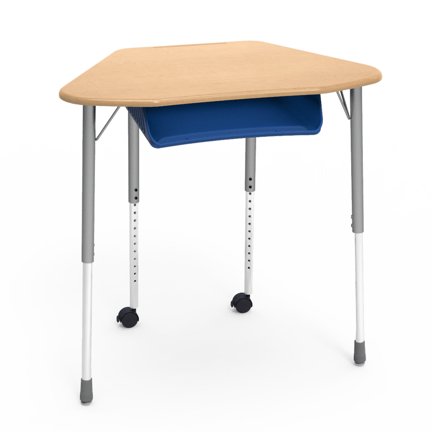 Virco ZUMA Series Hexagon Desk with Book Box Include Casters 33"W x 21"D x 22"-34"H (DESK-ZHEXBOXMC2) - SchoolOutlet