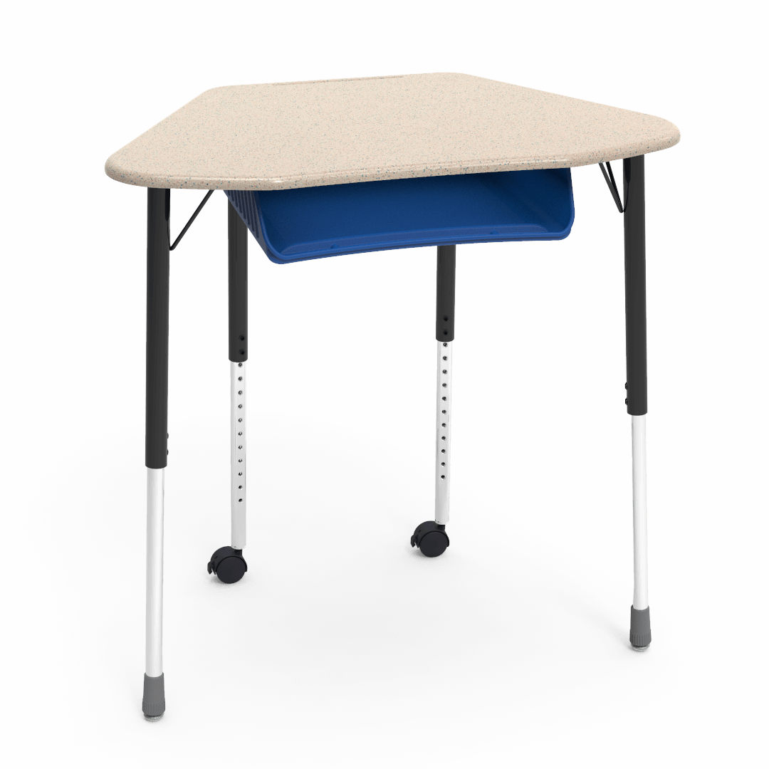 Virco ZUMA Series Hexagon Desk with Book Box Include Casters 33"W x 21"D x 22"-34"H (DESK-ZHEXBOXMC2) - SchoolOutlet