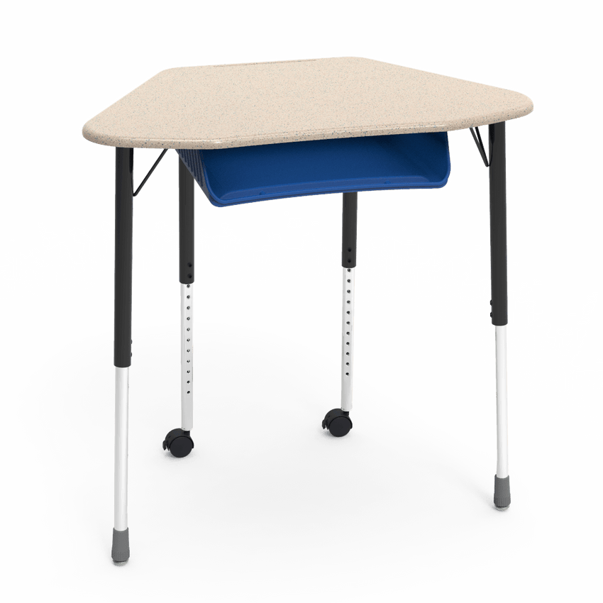 Virco ZUMA Series Hexagon Desk with Book Box Include Casters 33"W x 21"D x 22"-34"H (DESK-ZHEXBOXMC2) - SchoolOutlet
