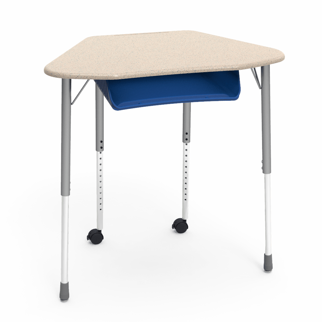 Virco ZUMA Series Hexagon Desk with Book Box Include Casters 33"W x 21"D x 22"-34"H (DESK-ZHEXBOXMC2) - SchoolOutlet