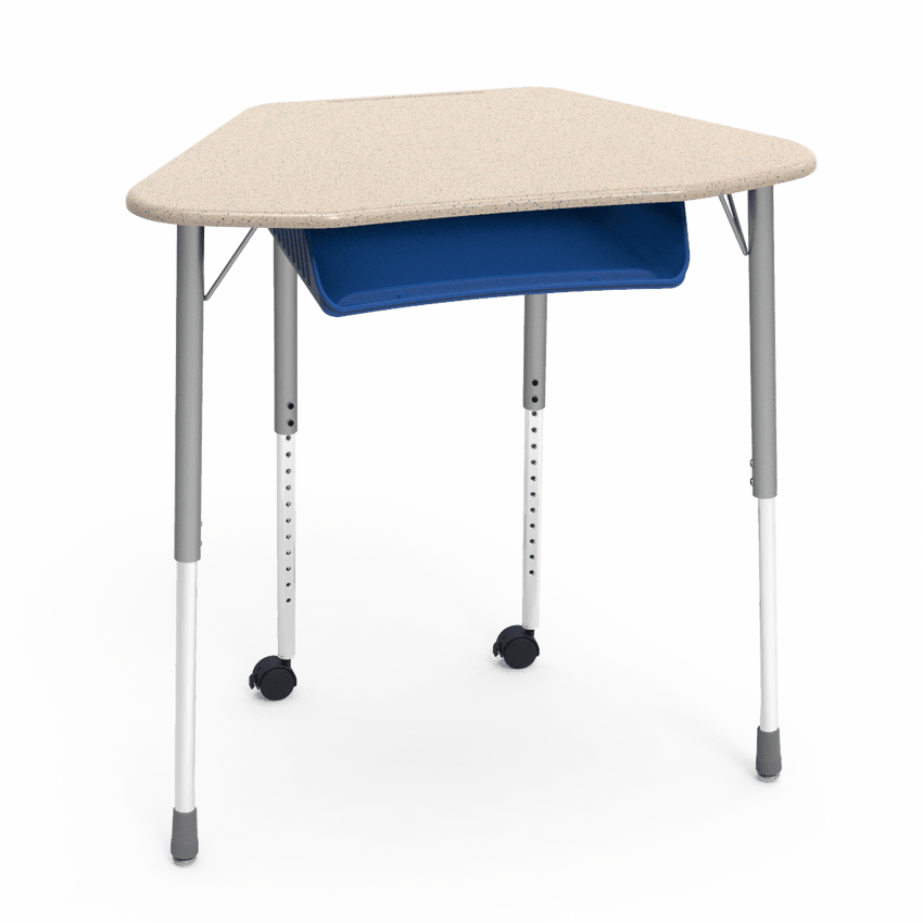 Virco ZUMA Series Hexagon Desk with Book Box Include Casters 33"W x 21"D x 22"-34"H (DESK-ZHEXBOXMC2) - SchoolOutlet