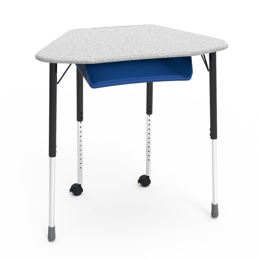 Virco ZUMA Series Hexagon Desk with Book Box Include Casters 33"W x 21"D x 22"-34"H (DESK-ZHEXBOXMC2) - SchoolOutlet