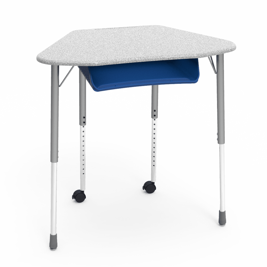 Virco ZUMA Series Hexagon Desk with Book Box Include Casters 33"W x 21"D x 22"-34"H (DESK-ZHEXBOXMC2) - SchoolOutlet