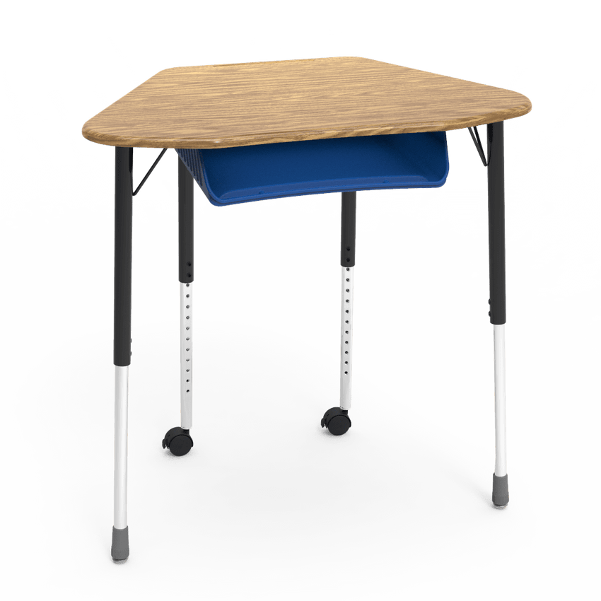 Virco ZUMA Series Hexagon Desk with Book Box Include Casters 33"W x 21"D x 22"-34"H (DESK-ZHEXBOXMC2) - SchoolOutlet