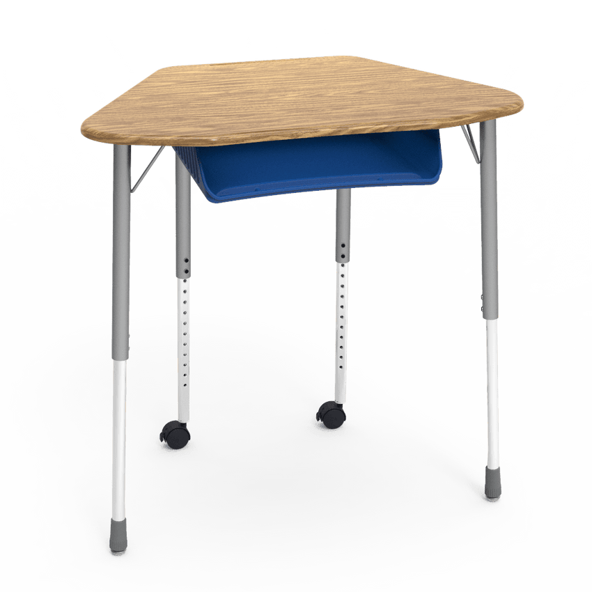Virco ZUMA Series Hexagon Desk with Book Box Include Casters 33"W x 21"D x 22"-34"H (DESK-ZHEXBOXMC2) - SchoolOutlet