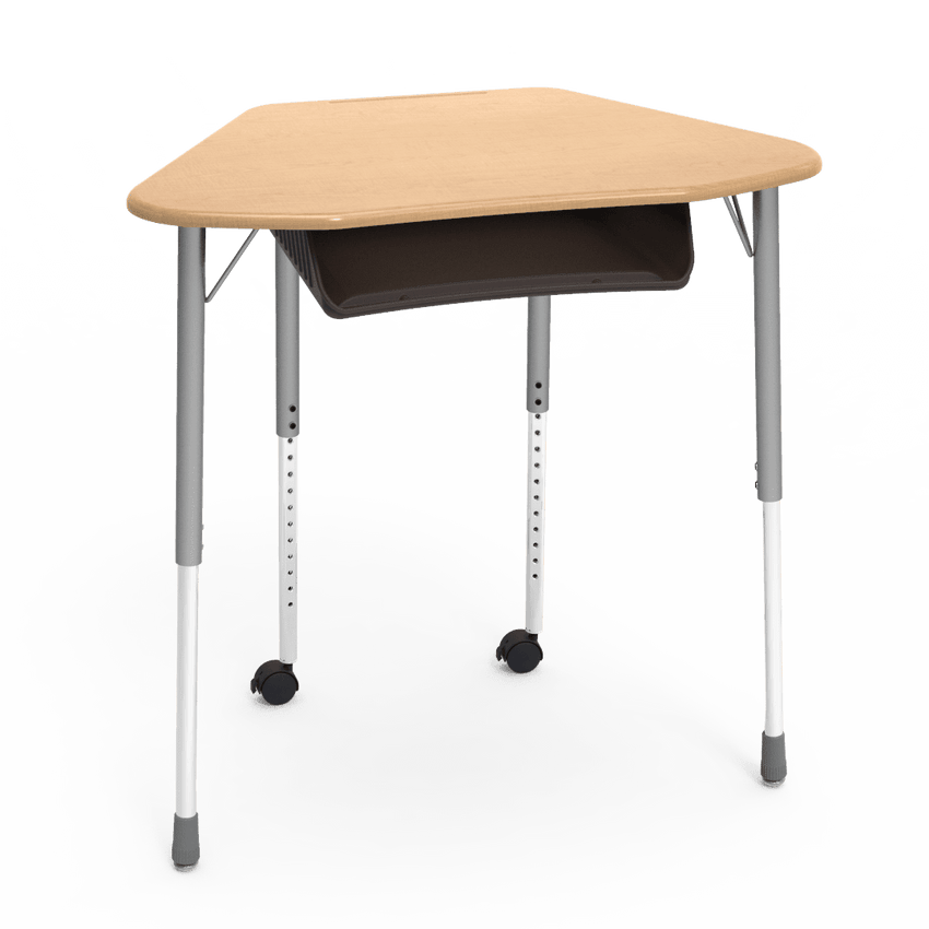 Virco ZUMA Series Hexagon Desk with Book Box Include Casters 33"W x 21"D x 22"-34"H (DESK-ZHEXBOXMC2) - SchoolOutlet