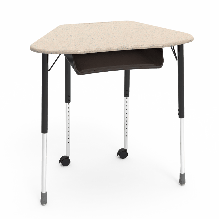 Virco ZUMA Series Hexagon Desk with Book Box Include Casters 33"W x 21"D x 22"-34"H (DESK-ZHEXBOXMC2) - SchoolOutlet