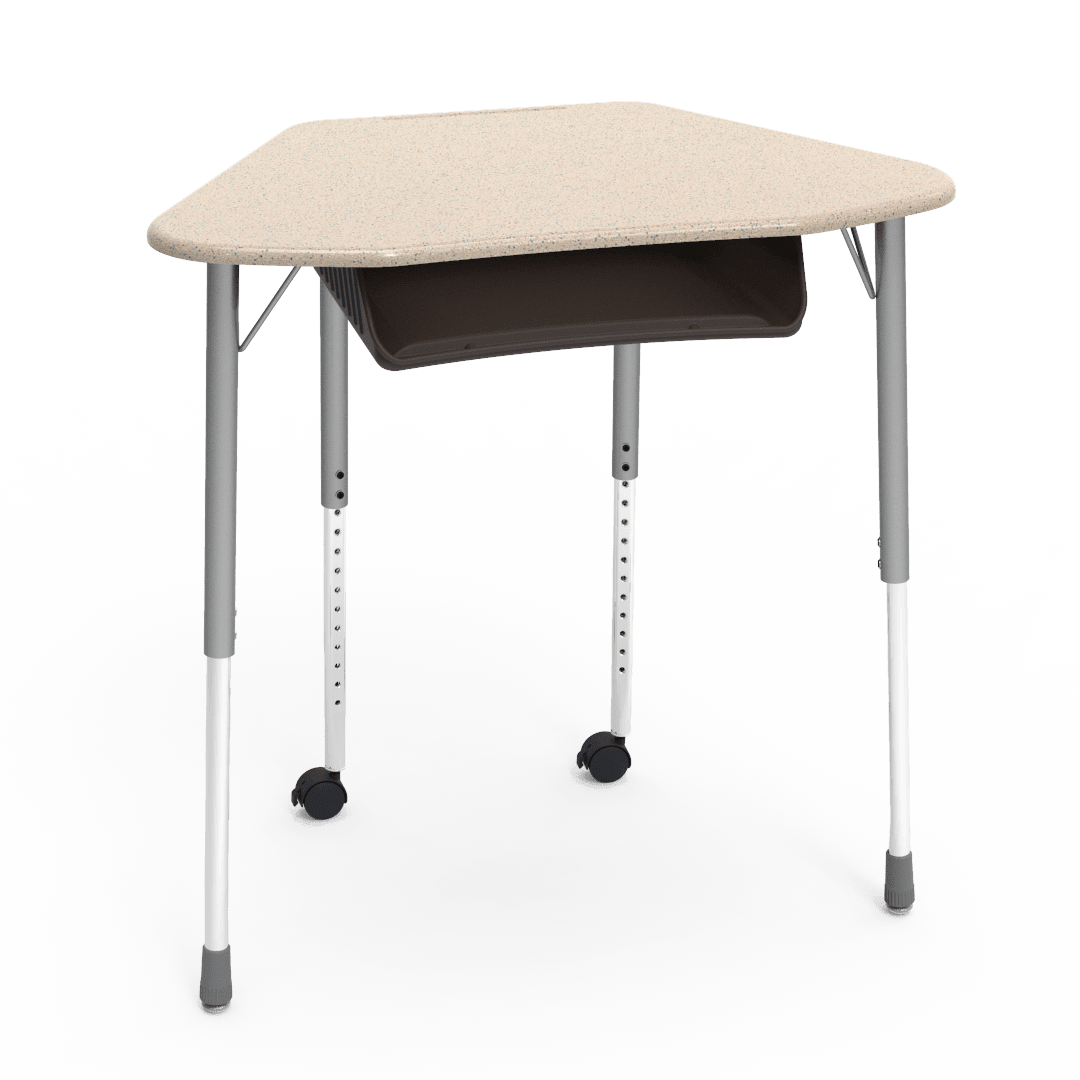 Virco ZUMA Series Hexagon Desk with Book Box Include Casters 33"W x 21"D x 22"-34"H (DESK-ZHEXBOXMC2) - SchoolOutlet